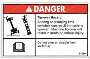 Genie Scissor Tip Over Warning Decal 31060GT